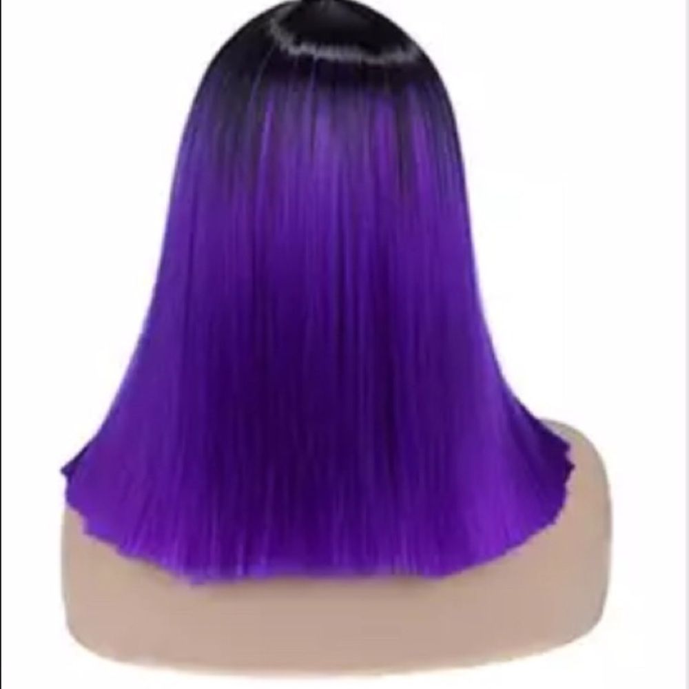 Black/ Purple straight Wig-Shoulder length - Picture 4 of 7